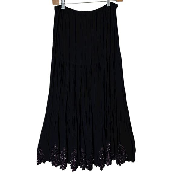 Yoakum Double D Ranch Black Purple Embroidered Jacket Skirt Set Scalloped Hem M - Picture 4 of 6